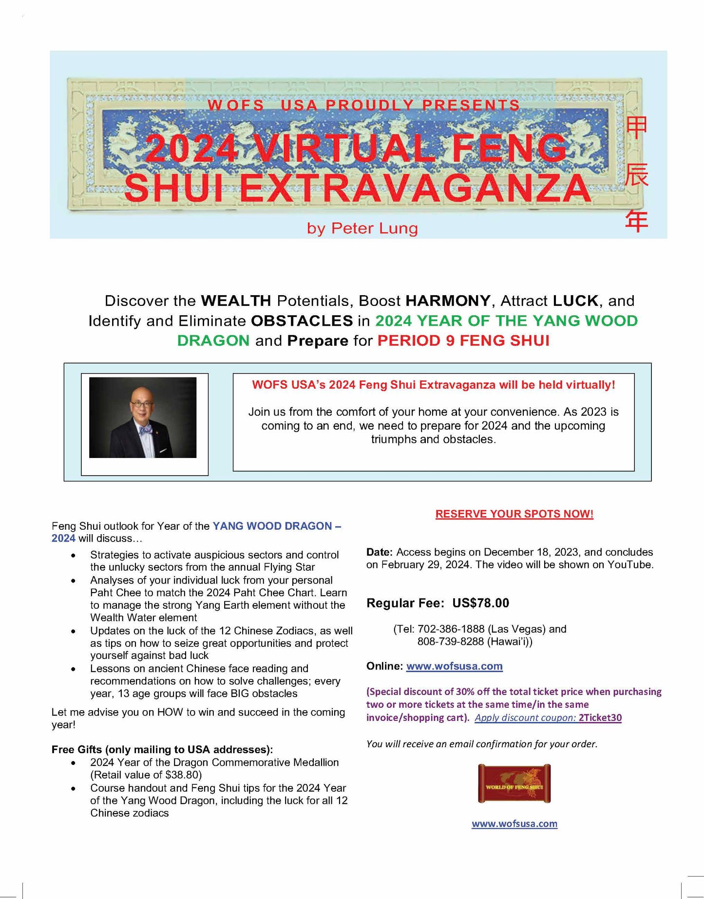 2024 Virtual Feng Shui Extravaganza - Year of the Dragon