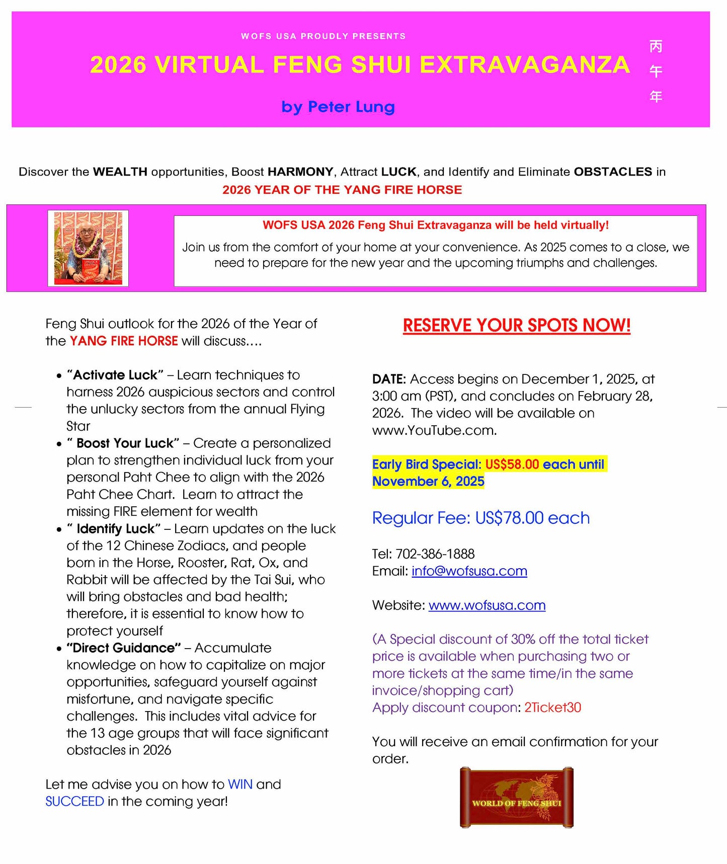 2026 Virtual Feng Shui Extravaganza - Year of the Horse (Early Bird Special)