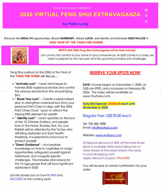 2026 Virtual Feng Shui Extravaganza - Year of the Horse (Early Bird Special)