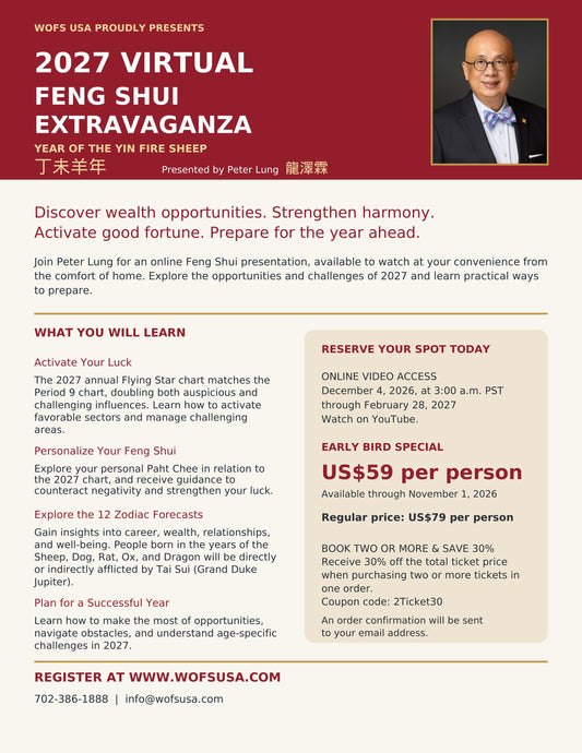 2027 Virtual Feng Shui Extravaganza - Year of the Sheep (Early Bird Special)