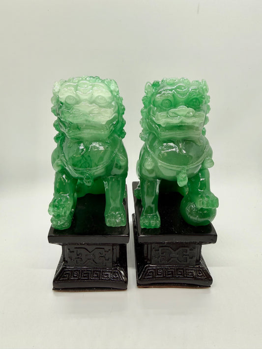 Fu Dogs - 6 1/2" Height - Pair (15942) (Green Color)