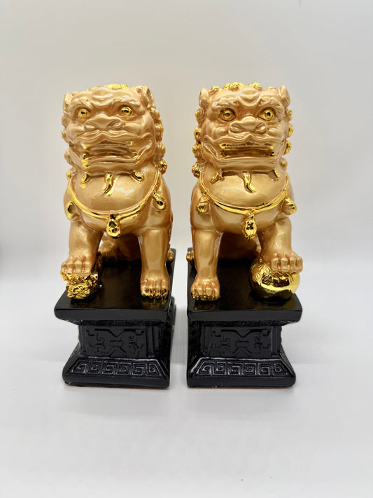 Fu Dogs - 8" Height - Pair (15265) (Gold)