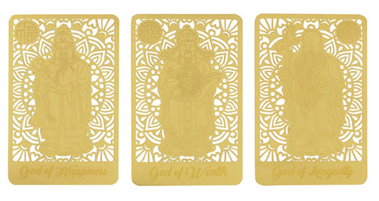 Fuk Luk Sau Gold Talisman Card - 3 Pieces