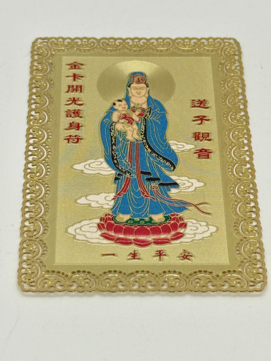 14092 - Kuan Yin Holding A Baby Gold Card