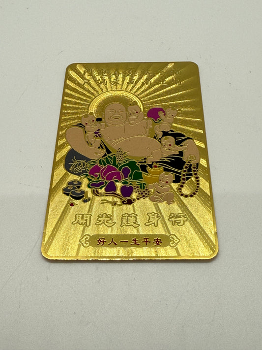 16377 - Laughing Buddha Sitting with Children Gold Card