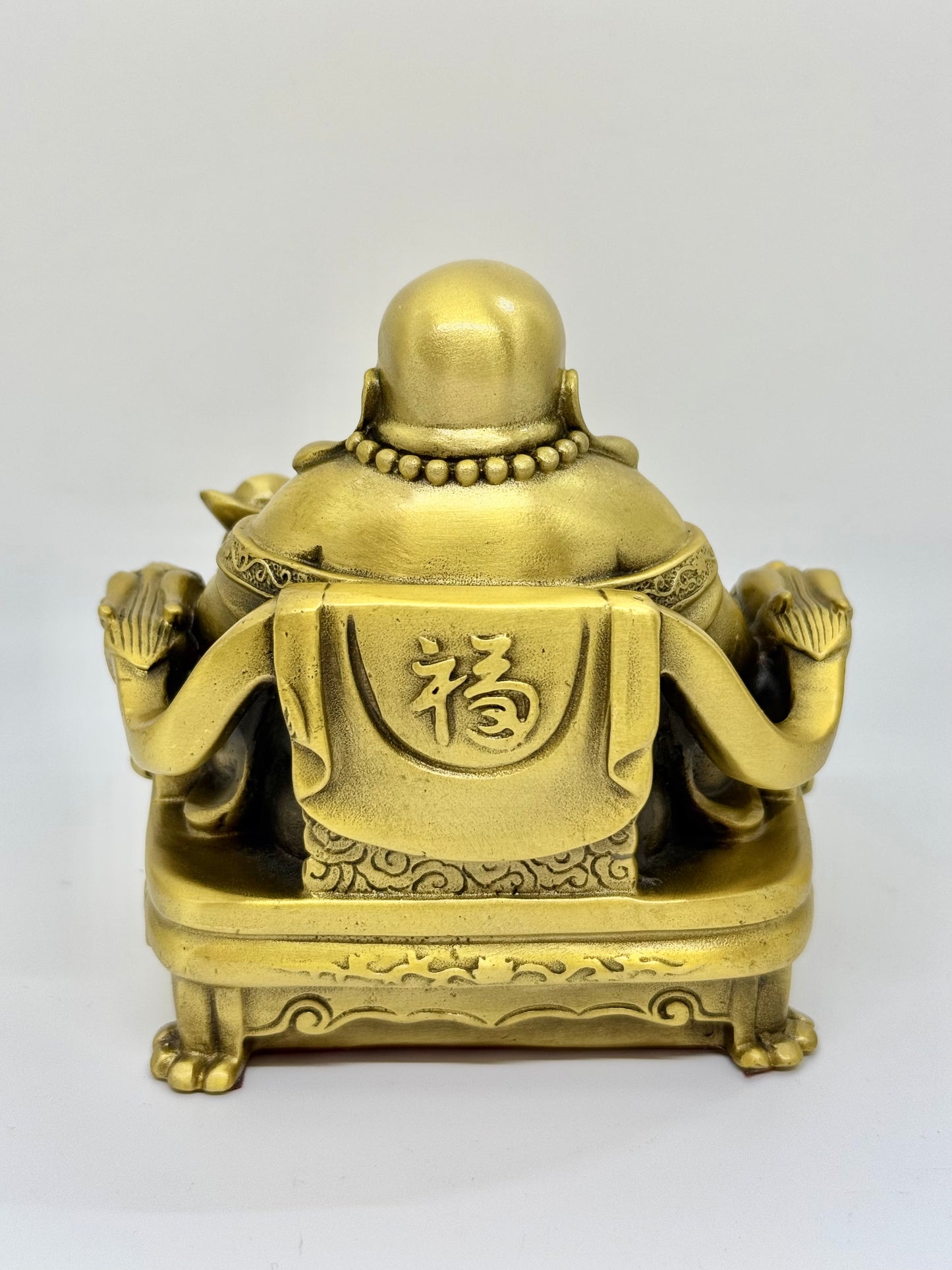 Brass Laughing Buddha Sitting on the Dragon Chair - 4"Height (1265)