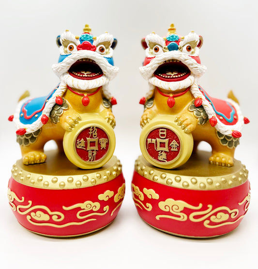 6655 - Two Lions On Drum (2 pieces/set)