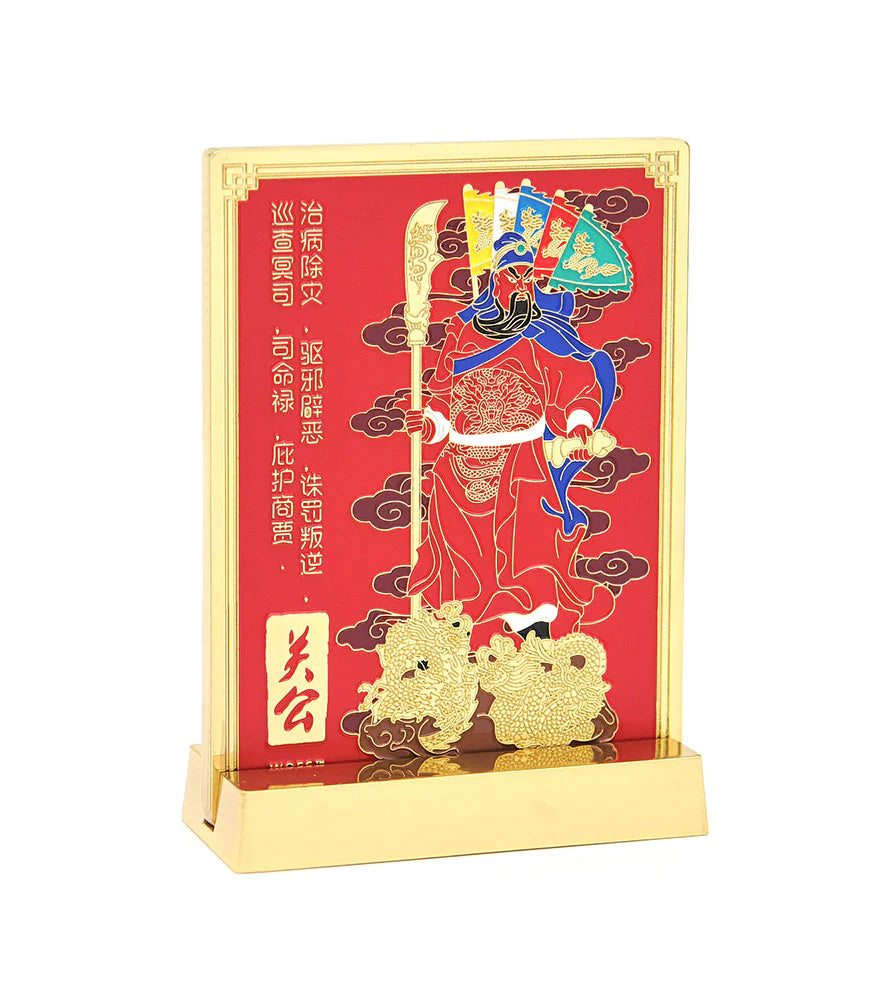 6303 - Magnificent Kwan Kung with 5 Flaqs Plaque