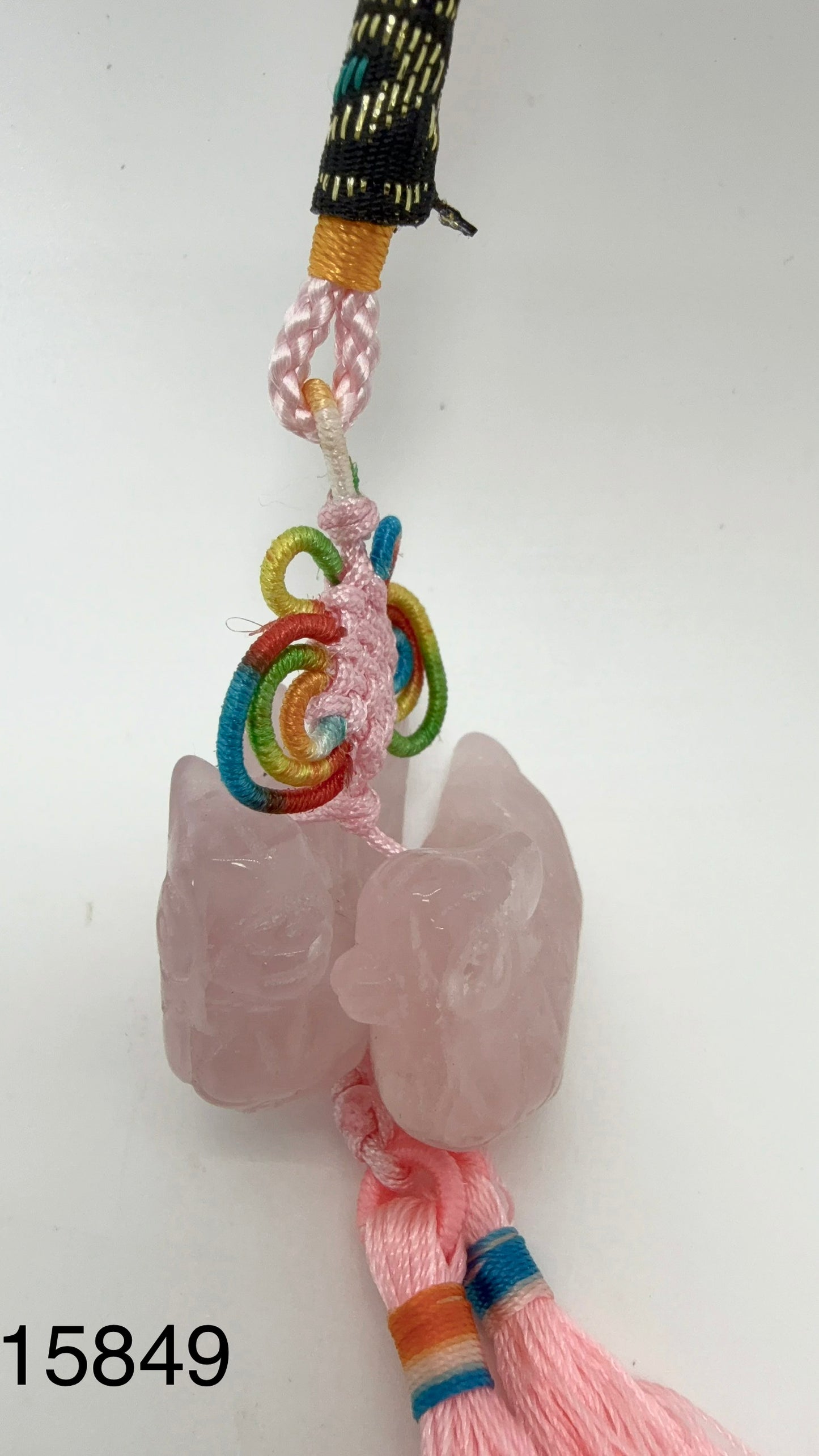 Rose Quartz Mandarin Duck Amulet - 15849