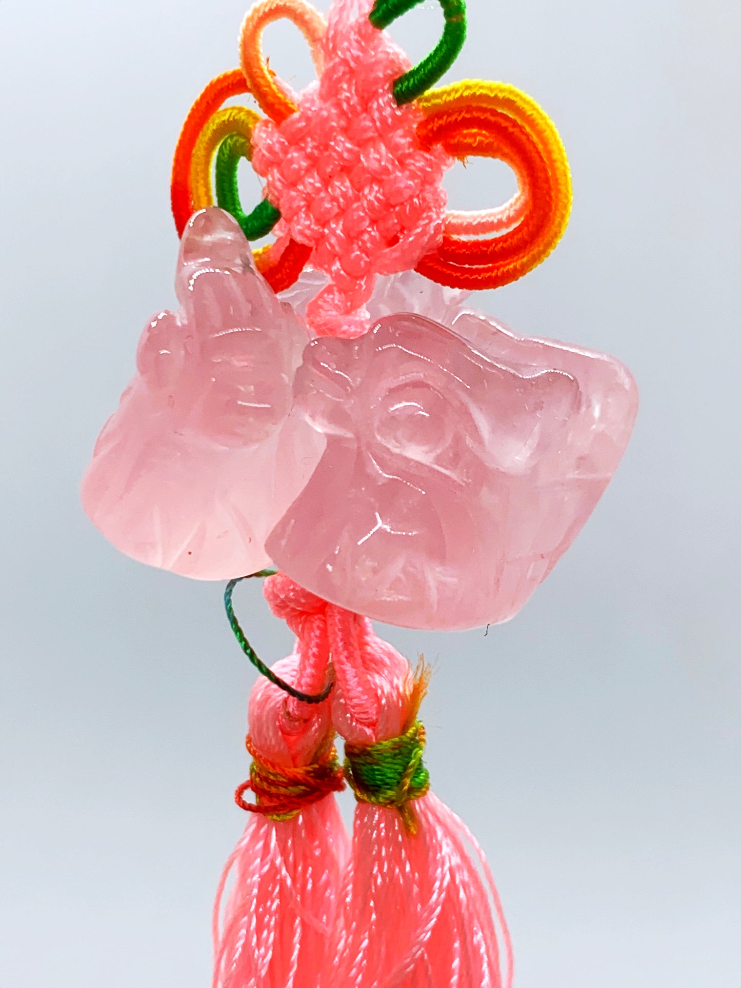 Rose Quartz Mandarin Duck Amulet - 15849