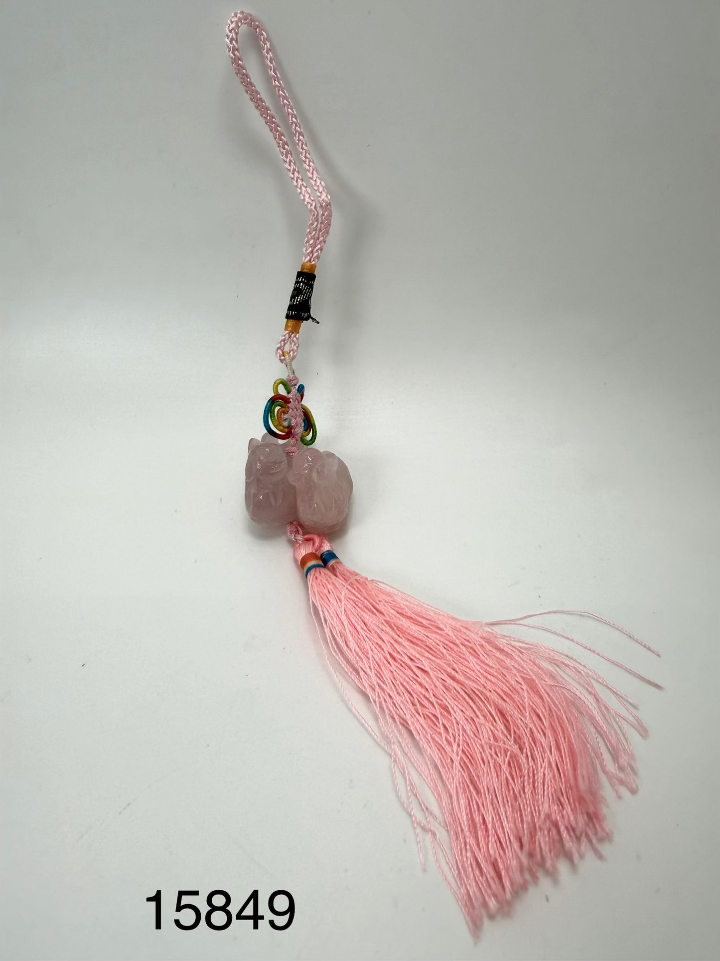 Rose Quartz Mandarin Duck Amulet - 15849