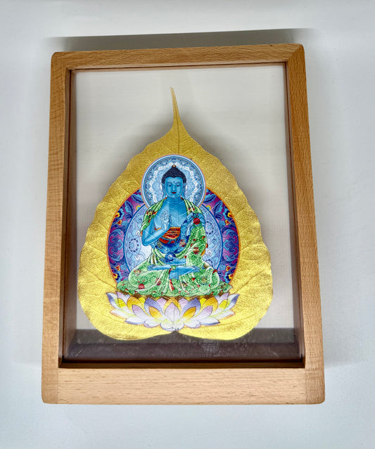 7419 - Golden Bodhi Leaf - Medicine Buddha Frame 8 1/2 Inches Height