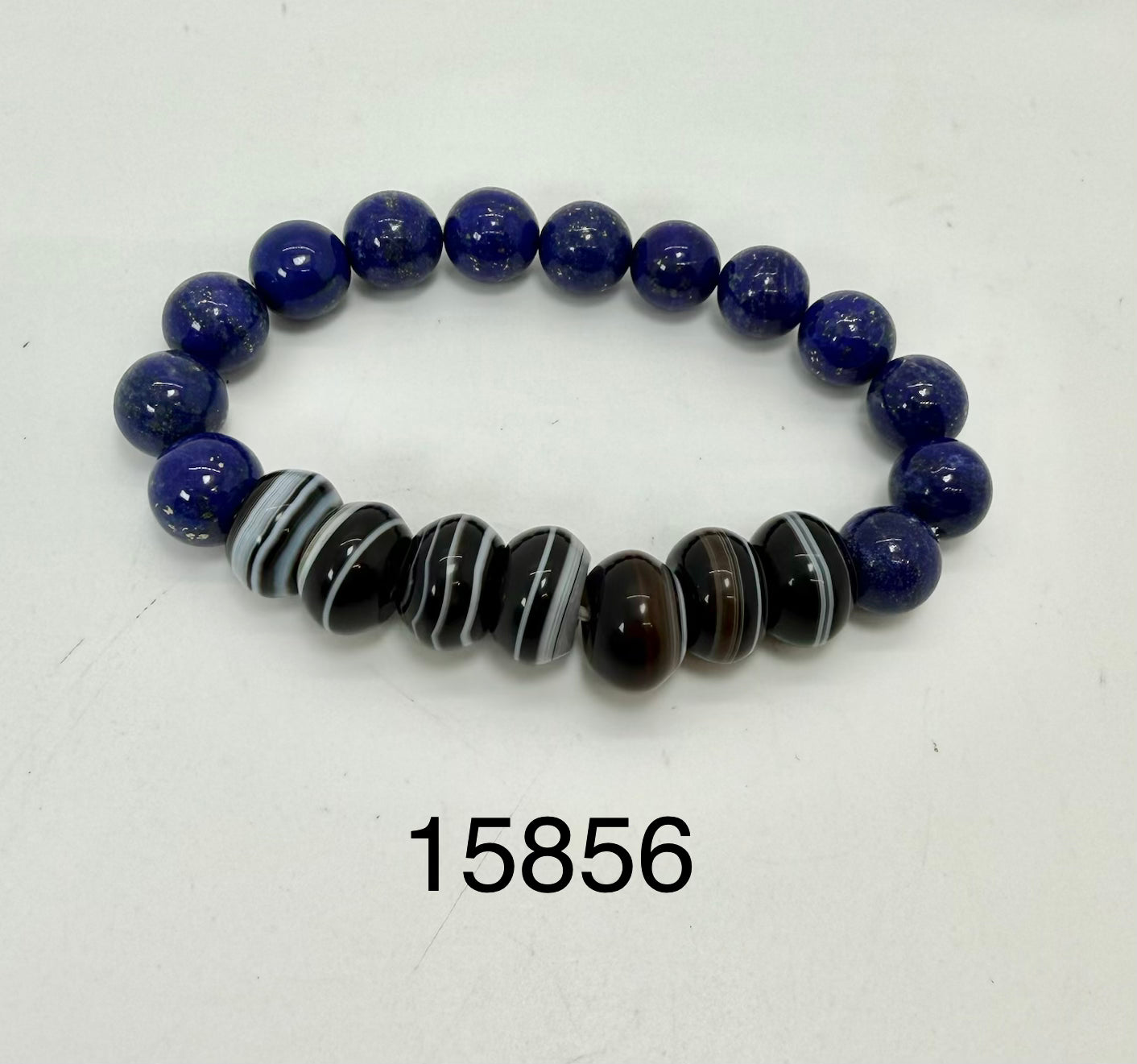 15856 - Medicine Buddha DZI with 10mm Blue Lapiz Bracelet
