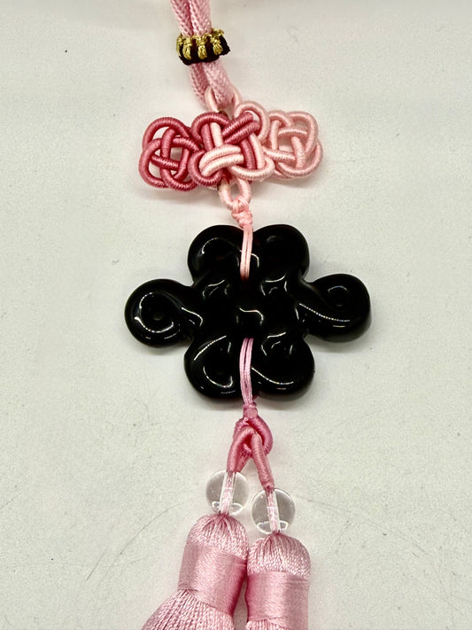 Mystic Knot Hanging - Black Agate (7855)