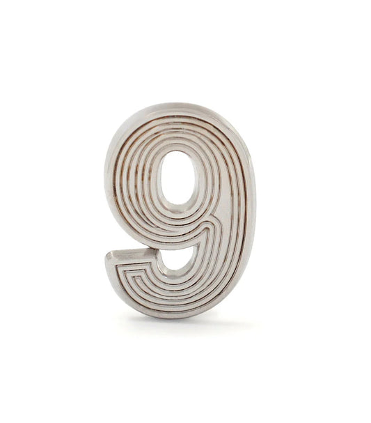 NUMBER 9 BROOCH (WHITE GOLD COLOR)
