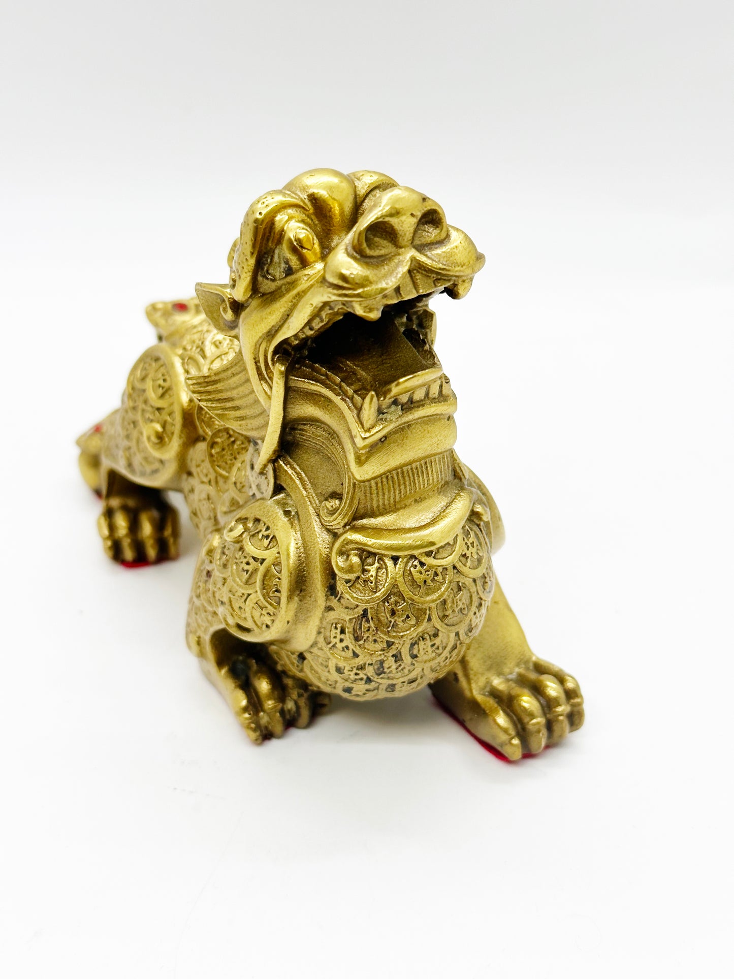 6686 - Brass Pi Xie with Coins - 5 Inches Height