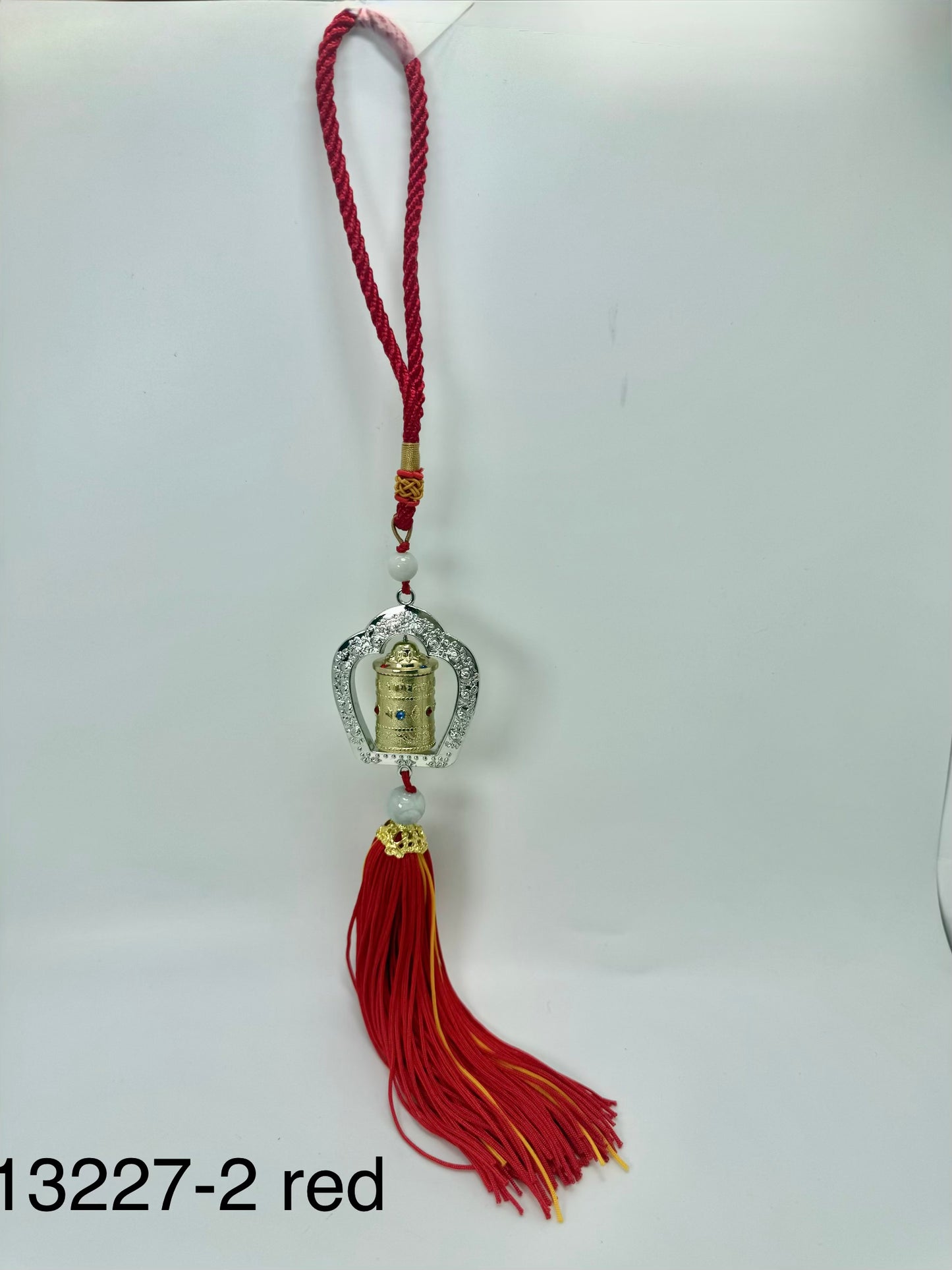 Om Mani Pademe Hum Prayer Wheel Hanging - 13227 (Red)
