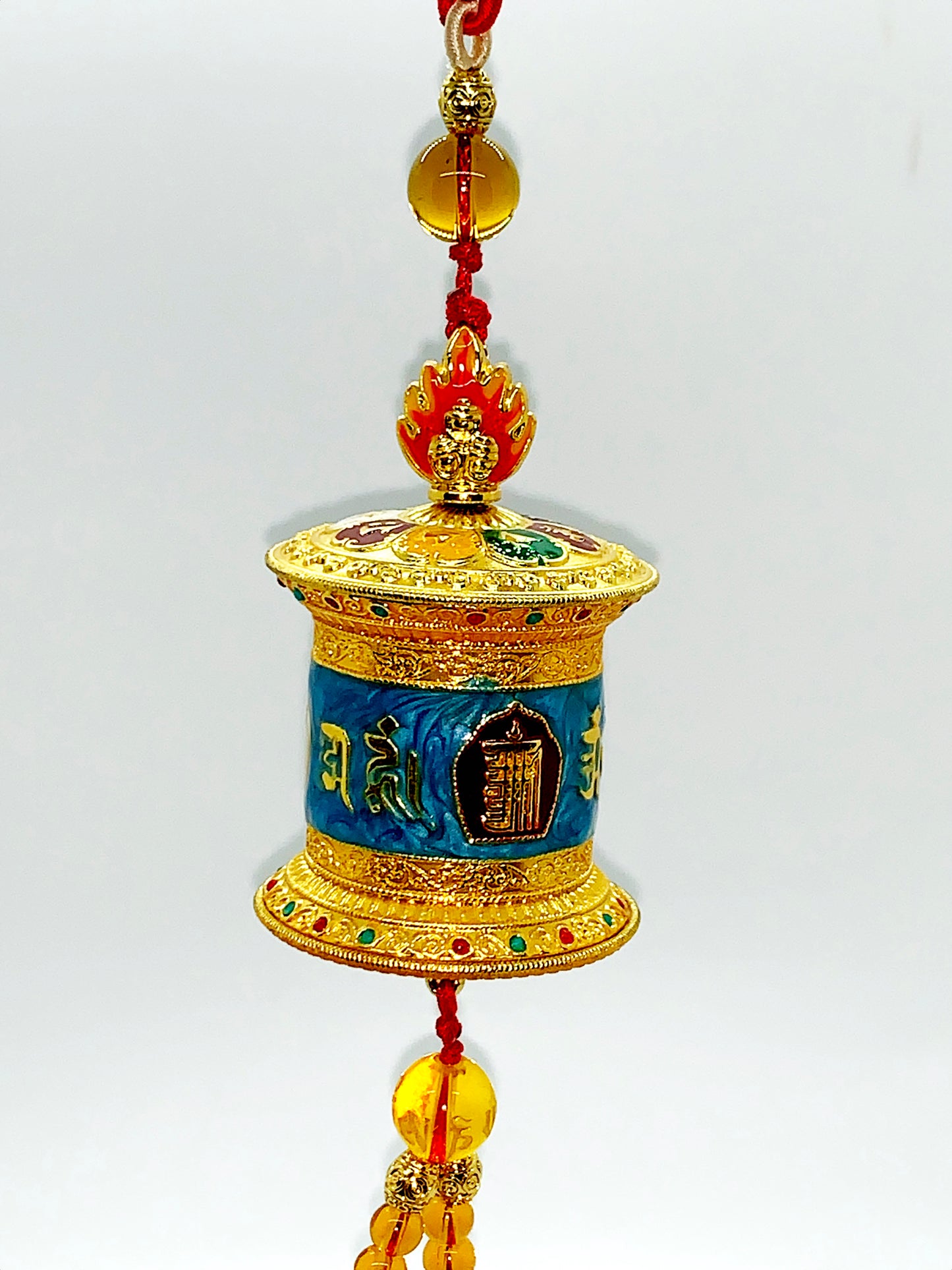16055 - Om Mani Padme Hum Prayer Wheel Hanging (Blue)