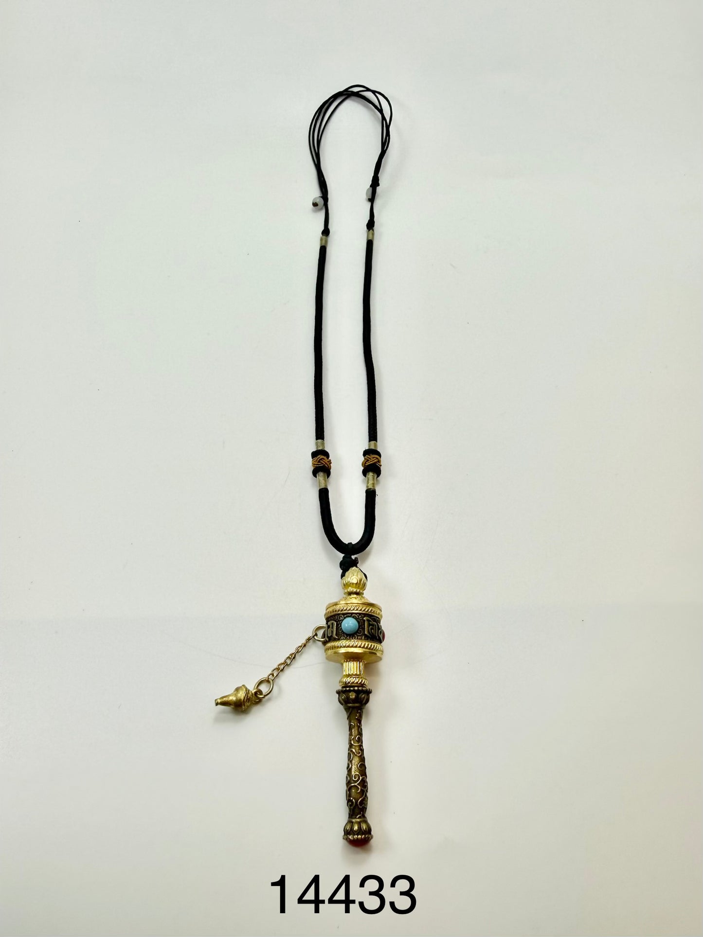 Om Mani Padme Hum Prayer Wheel Necklace - 14433