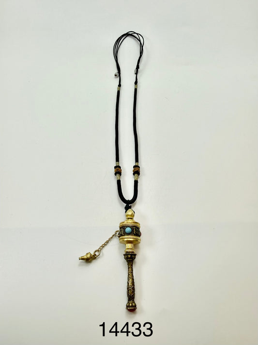 Om Mani Padme Hum Prayer Wheel Necklace - 14433