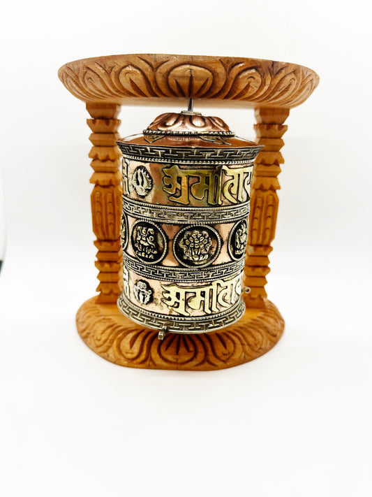 6496 - Om Mani Padme Hum & 8 Auspicious Symbols Prayer Wheel