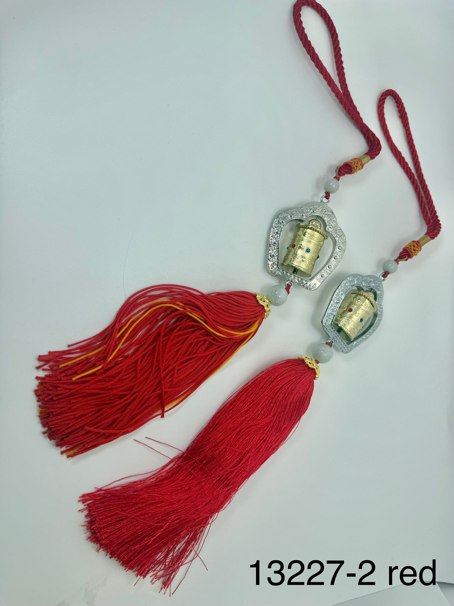Om Mani Pademe Hum Prayer Wheel Hanging - 13227 (Red)