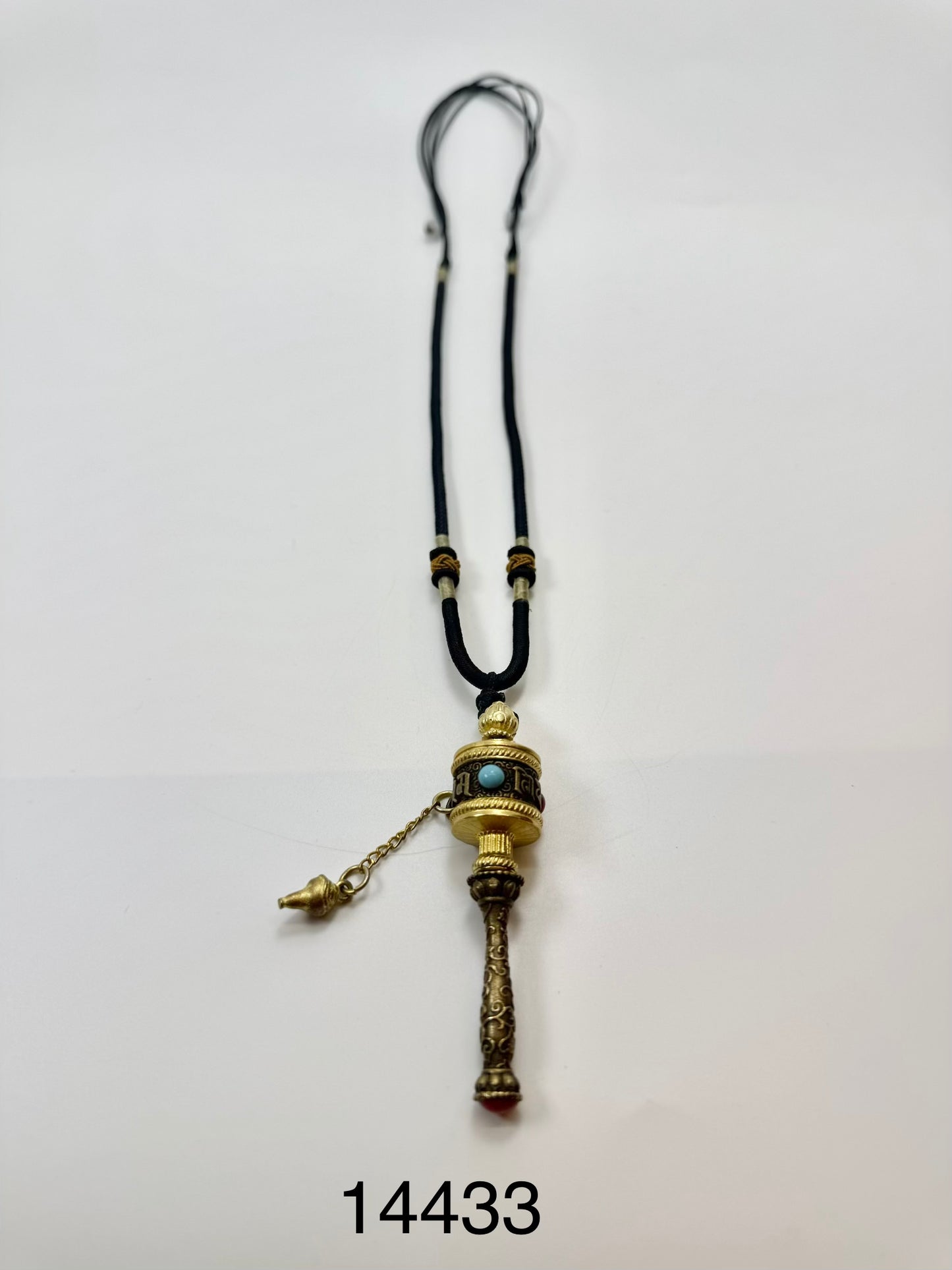 Om Mani Padme Hum Prayer Wheel Necklace - 14433