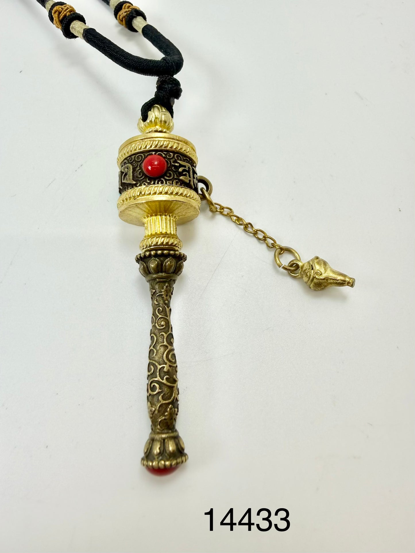 Om Mani Padme Hum Prayer Wheel Necklace - 14433