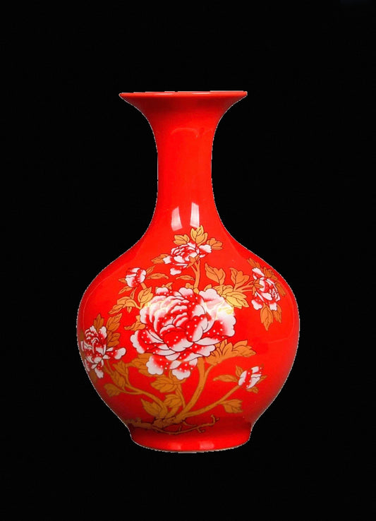 Red Peony Vase for Love - 9.5 Inches (7788)