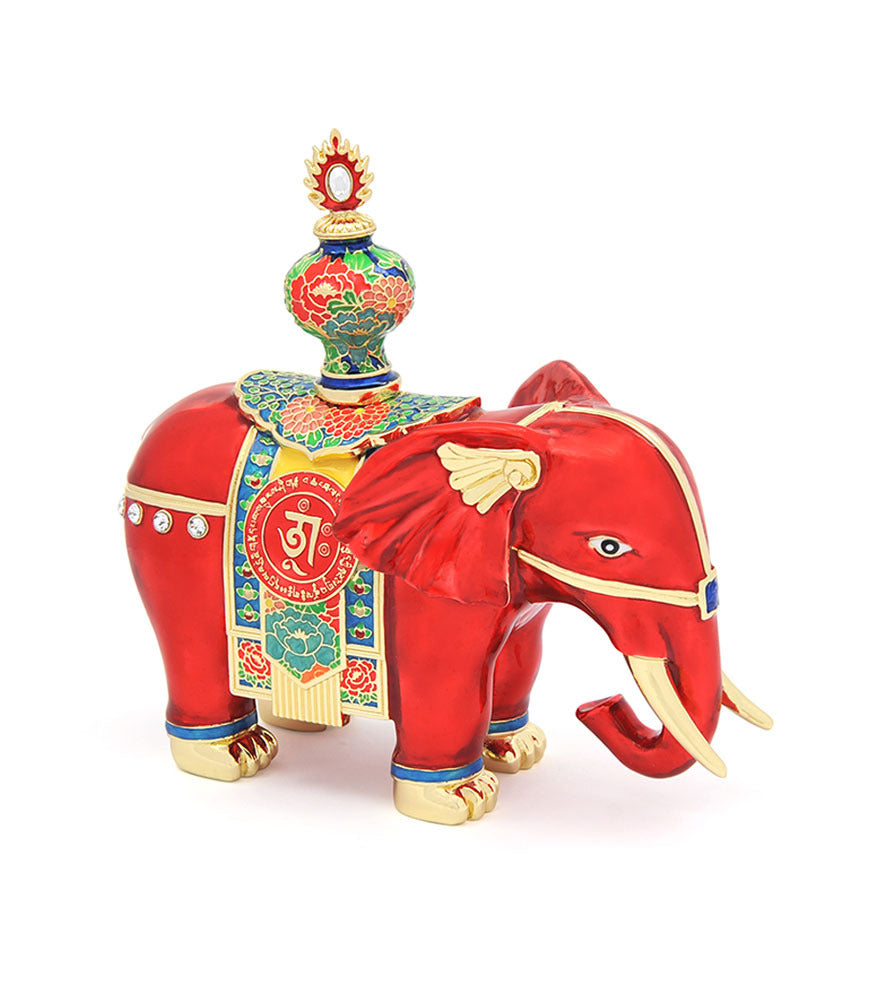 6097 - Red Prosperity Elephant With Anti-Conflict Amulet