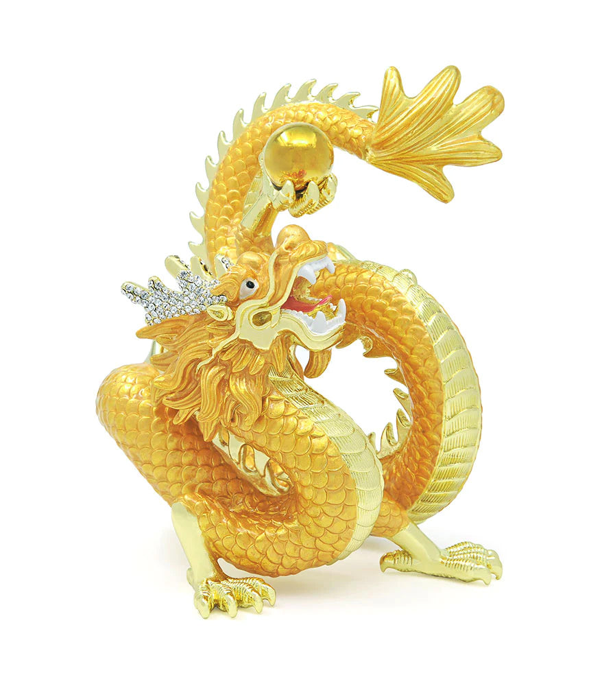 6299 - Rising Golden Dragon Holding A Pearl