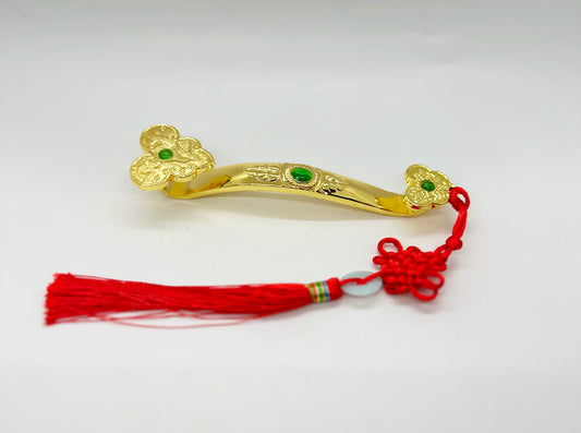 11008 - Golden Ru Yi With Mystic Knot - 14 1/2 Inches Length