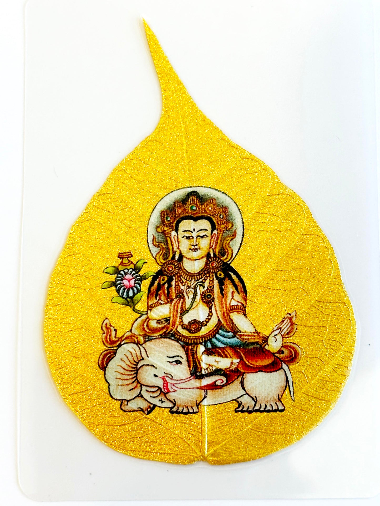 6584 - Golden Bodhi Leaf - Samantabhadra Buddha - Bodhisattva for Dragon & Snake