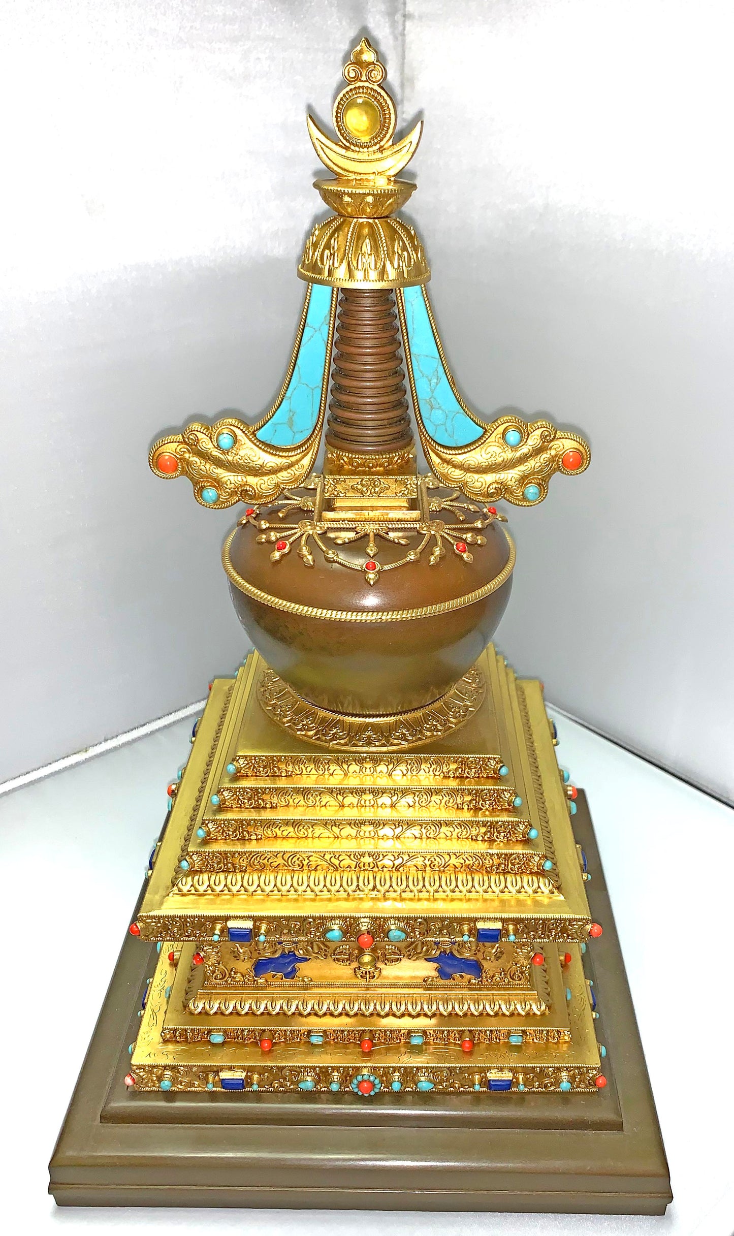 16412 - Bronze Shakayumi Buddha Stupa - 14"H