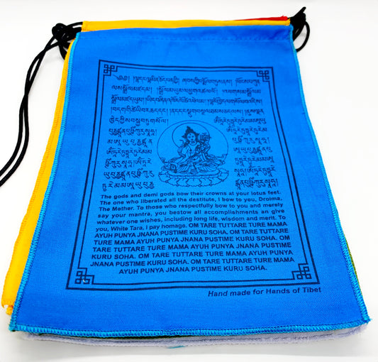 5641 - White Tara Prayer Flags - 8 Inches Height x 6 Inches Width