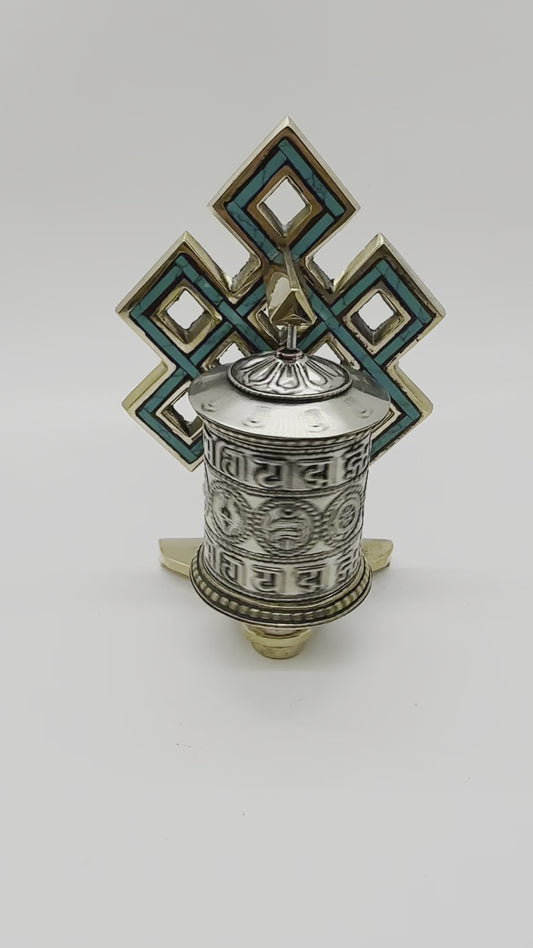 6495- Prayer Wheel With Mystic Knot - 5 Inches Height